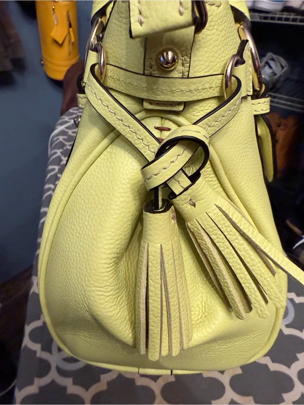 Dooney & Bourke Lemon Yellow Pebble Leather Satchel